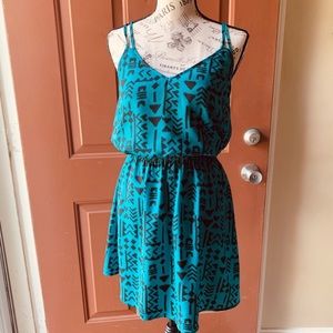 Trixxi tribal print teal and black dress